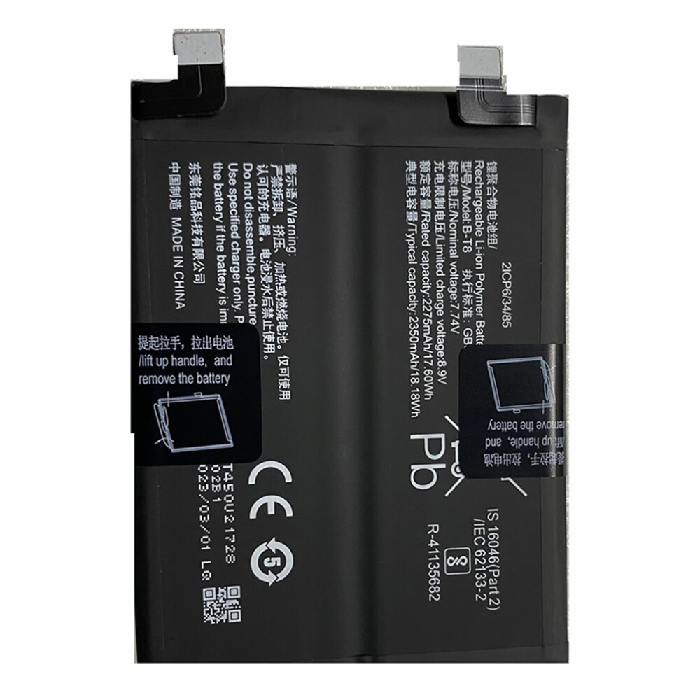For Vivo Iqoo 9 Pro 3.87V 4550Mah Li-Polymer Battery Assembly Part (Without Logo) (Encode: B-T8) 6914275980230