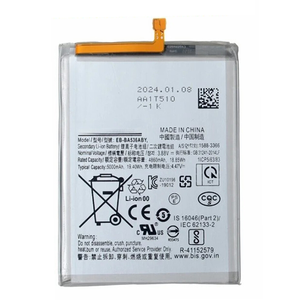 For Samsung Galaxy A33 5G 3.88V 4860Mah Li-Polymer Battery Assembly Part (Without Logo) (Encode: Eb-Ba536aby) 6914272513356