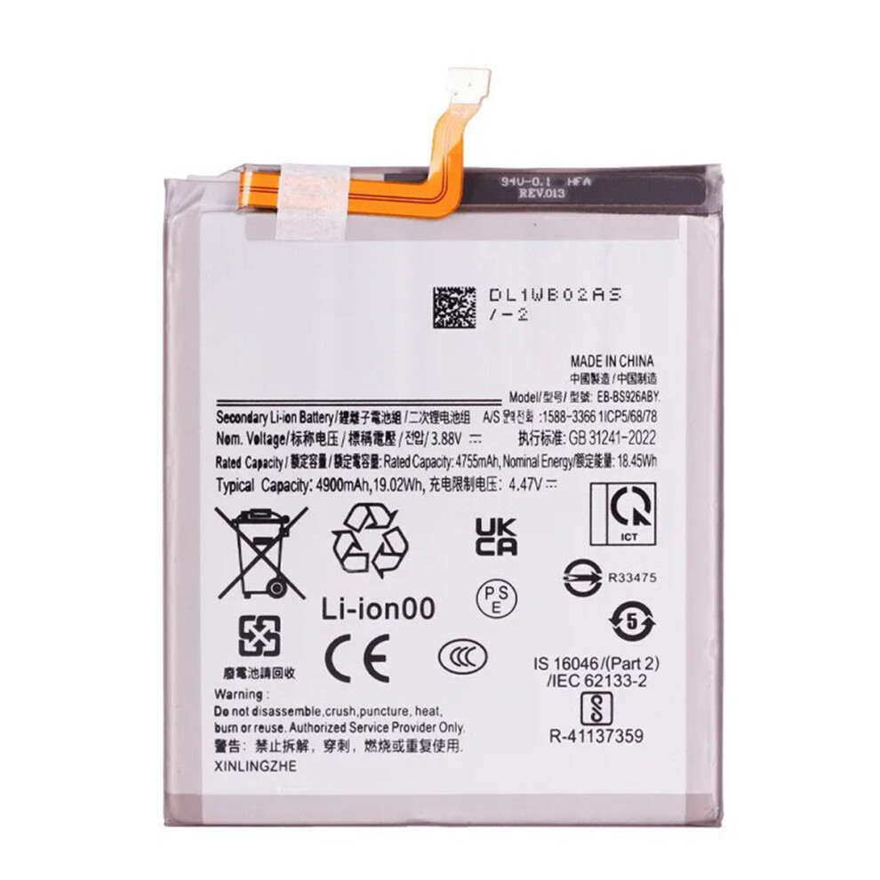 For Samsung Galaxy S24+ 3.88V 4755Mah Li-Polymer Battery Assembly Part (Without Logo) (Encode: Eb-Bs926aby) 6914278633201