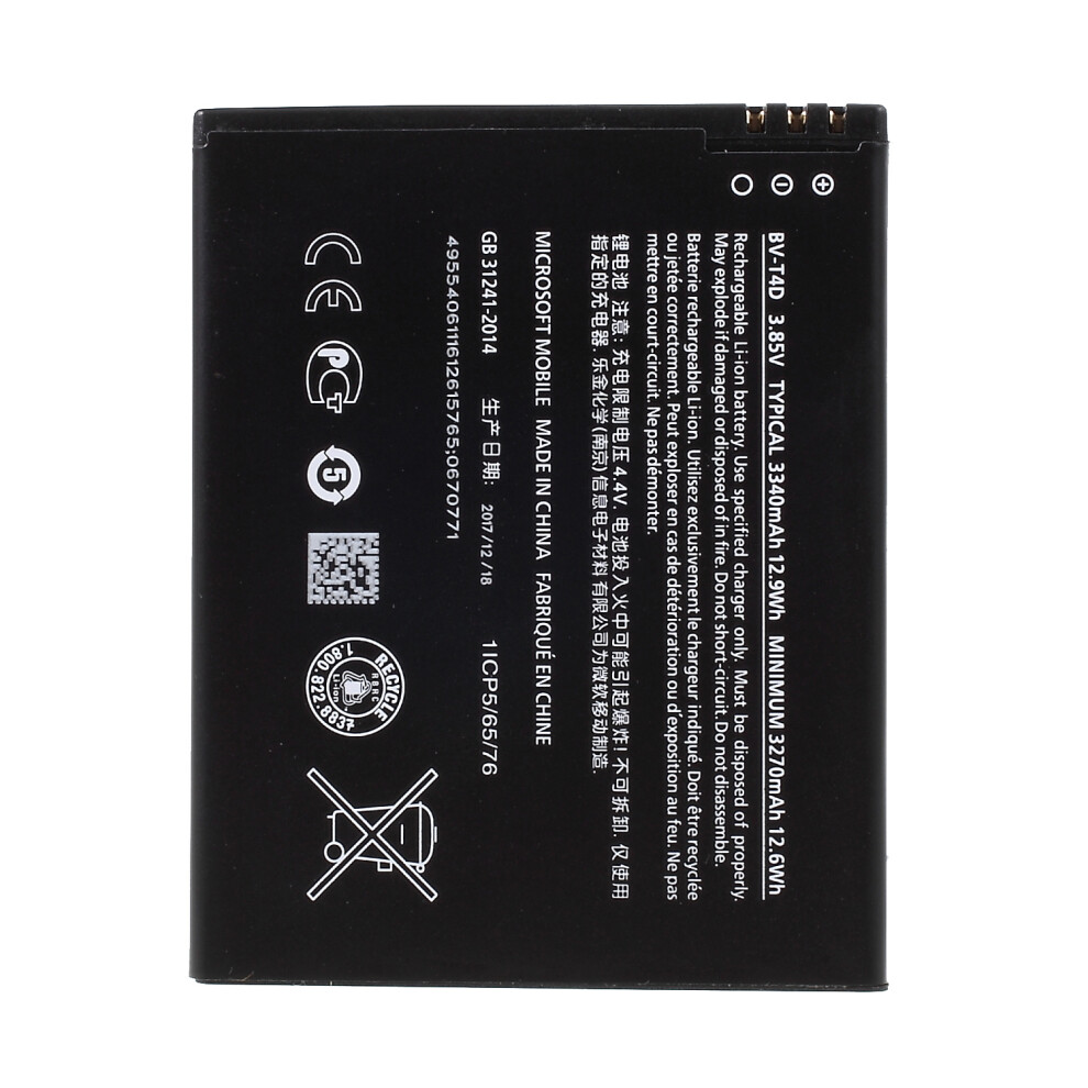 For Microsoft Lumia 950 Xl 3.85V 3270Mah Li-Ion Polymer Battery Replacement Part (Encode: Bv-T4d) (Without Logo) 6914274332948