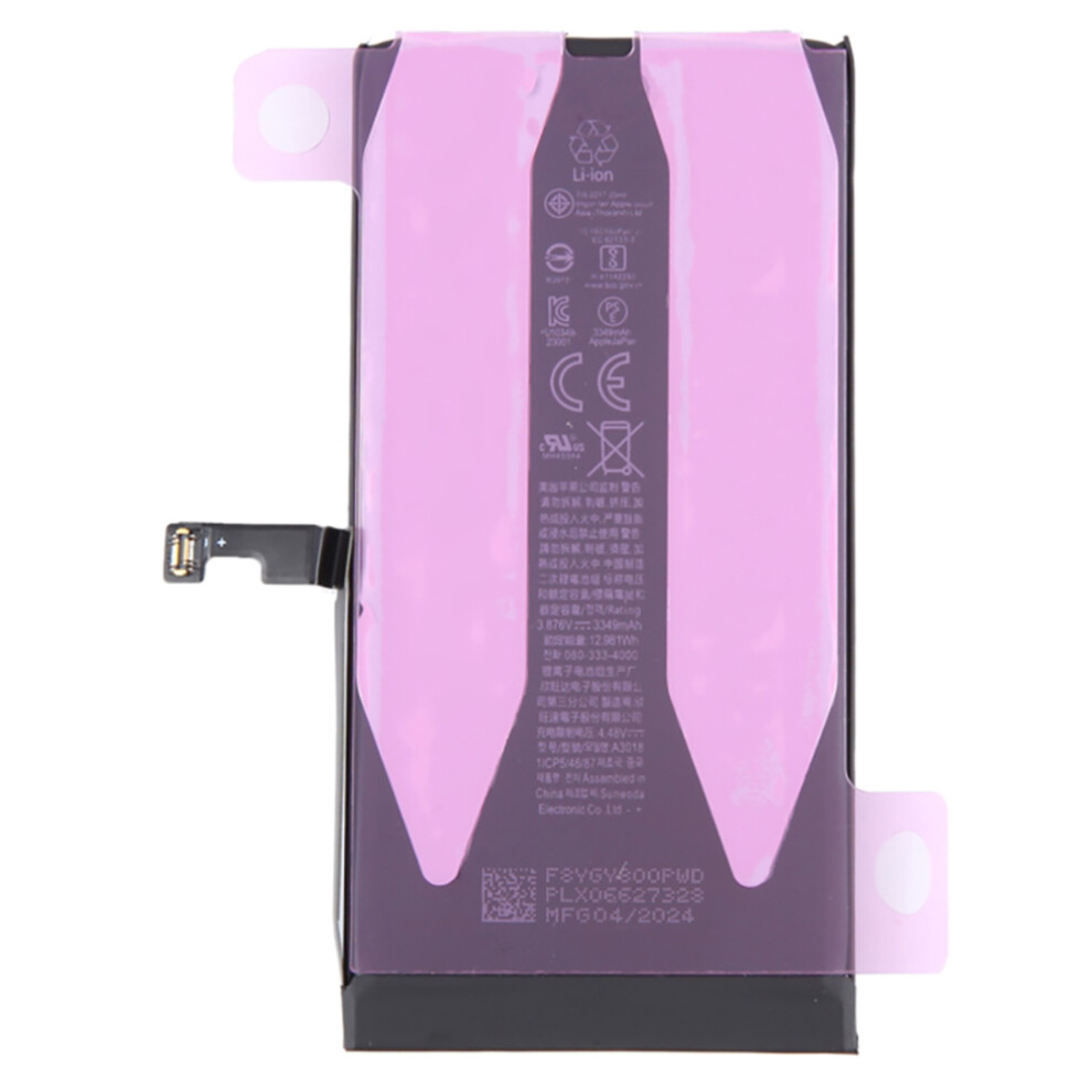 For Iphone 15 3.87V 3349Mah Rechargeable Li-Ion Battery+Battery Sticker Replacement Part (Supports Latest System Diagnostics) 6914275126607