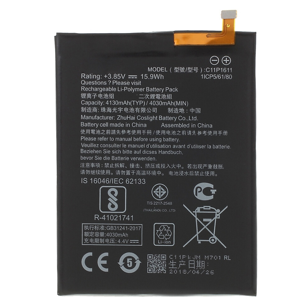 For Asus Zenfone Max Plus (M1) Zb570tl 3.85V 4030Mah Li-Ion Polymer Battery Part (Encode: C11p1611) (Without Logo) 6914273954691