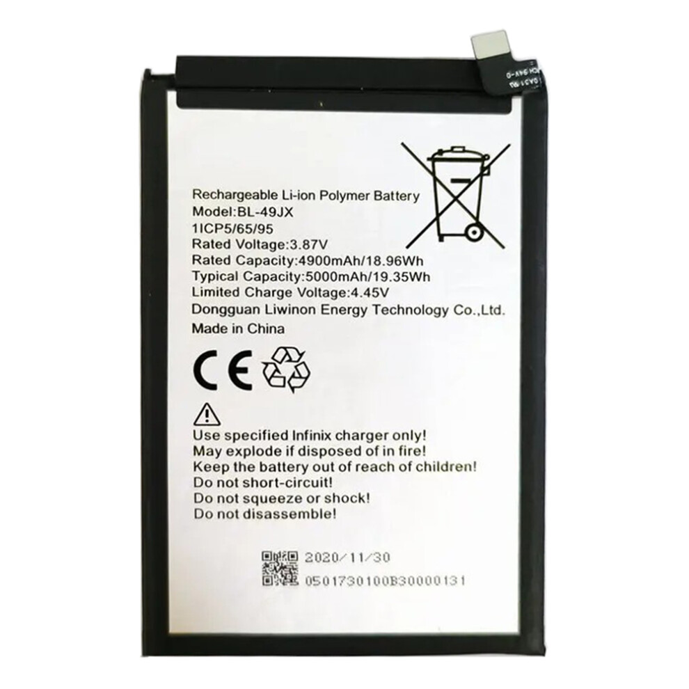 For Infinix Note 10 Pro/11 Pro 3.87V 4900Mah Li-Polymer Battery Assembly Part (Without Logo) (Encode: Bl-49Jx) 6914270822023