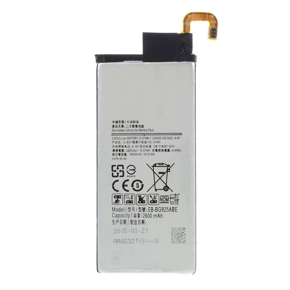 For Samsung Galaxy S6 Edge G925 3.85V 2600Mah Rechargeable Li-Ion Battery Part (Encode: Eb-Bg925abe) (Without Logo) 6914278322808