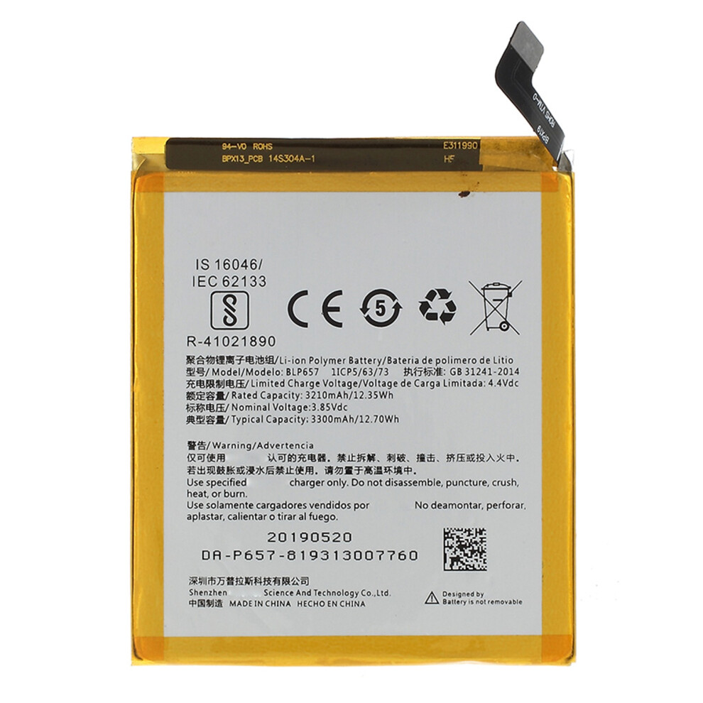 For Oneplus 6 3.85V 3300 Mah Rechargeable Li-Ion Battery Replacement Part (Encode: Blp657) (Without Logo) 6914272151831