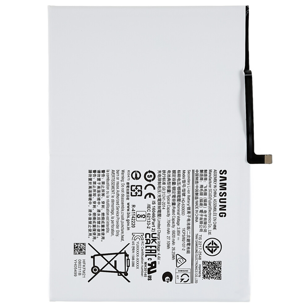 For Samsung Galaxy Tab A8 10.5 (2021) 3.85V 6820Mah Li-Ion Polymer Battery Replacement Part (Encode: Hq-6300Sd) 6914277237516