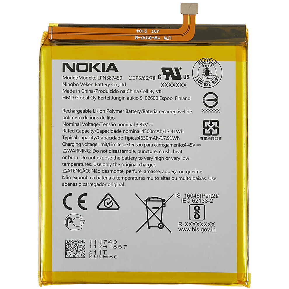 For Nokia Xr20 3.87V 4500Mah Li-Ion Polymer Battery Replacement Part (Encode: Lpn387450) 6914274564899
