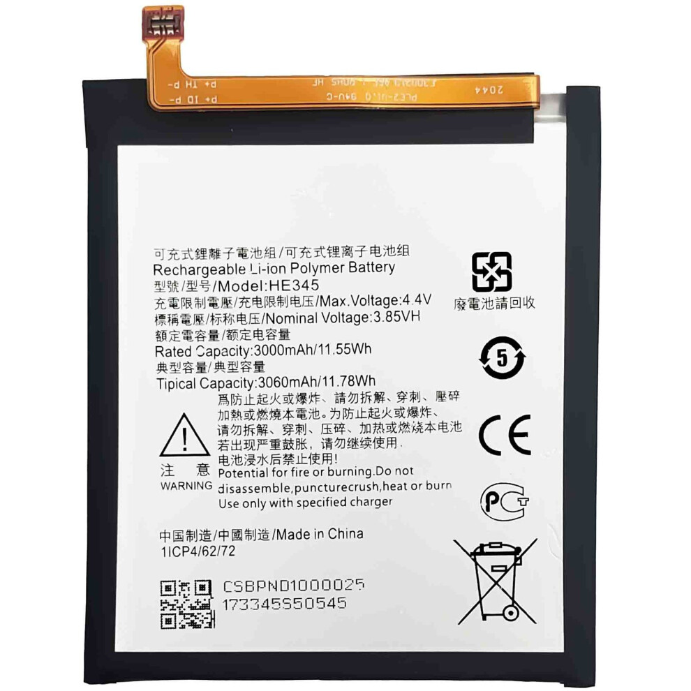 For Nokia 6.1 (5.5-Inch) 3.85V 3000Mah Li-Ion Polymer Battery Replacement Part (Encode: He345) (Without Logo) 6914277151669