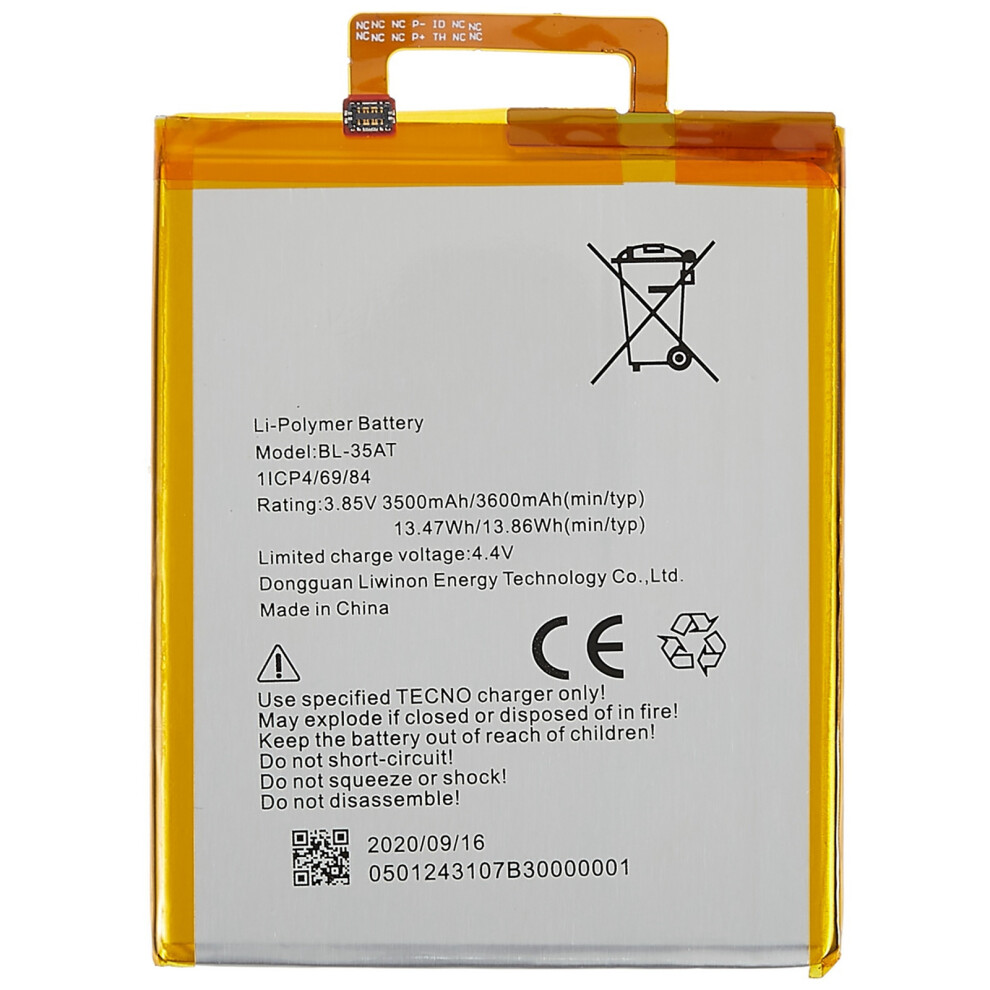 For Tecno Phantom 8 3.85V 3500Mah Li-Polymer Battery Replacement Part (Encode: Bl-35At) (Without Logo) 6914270972506