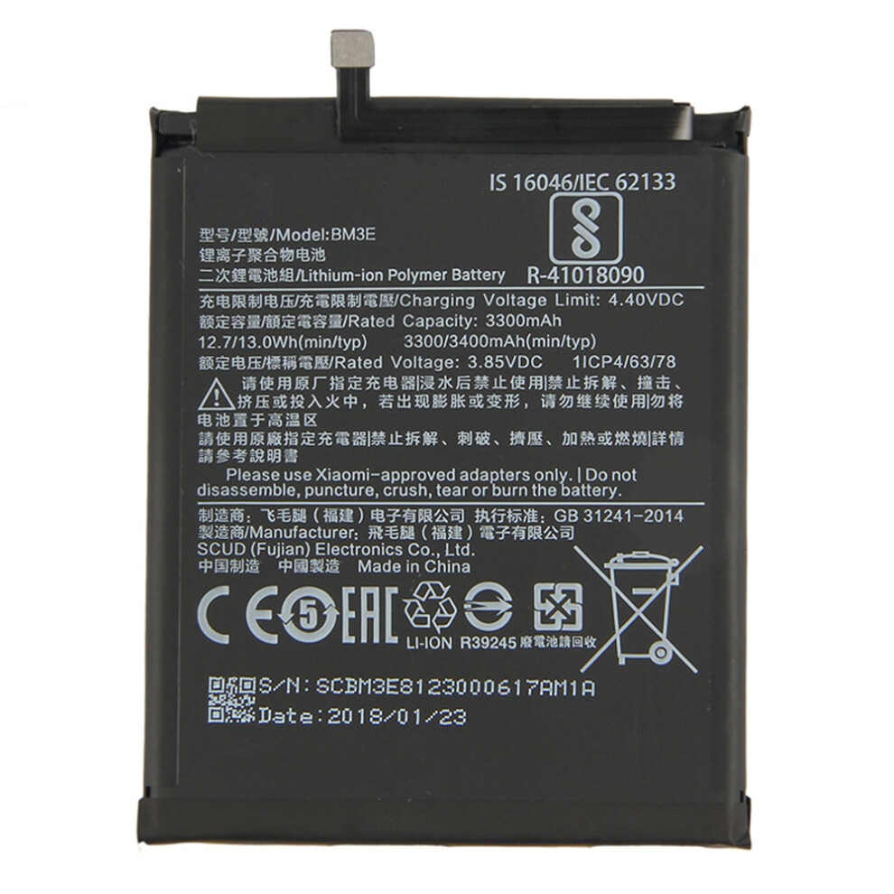 For Xiaomi Mi 8 (6.21-Inch) 3.85V 3300Mah Lithium-Ion Polymer Battery Replacement Part (Encode: Bm3e) (Without Logo) 6914273025827