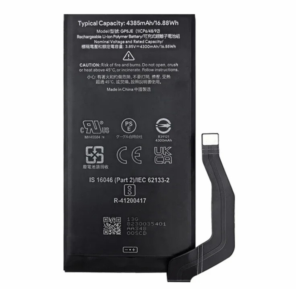 For Google Pixel 7A 3.85V 4300Mah Li-Polymer Battery Assembly Part (Without Logo) (Encode: Gp5je) 6914272574302
