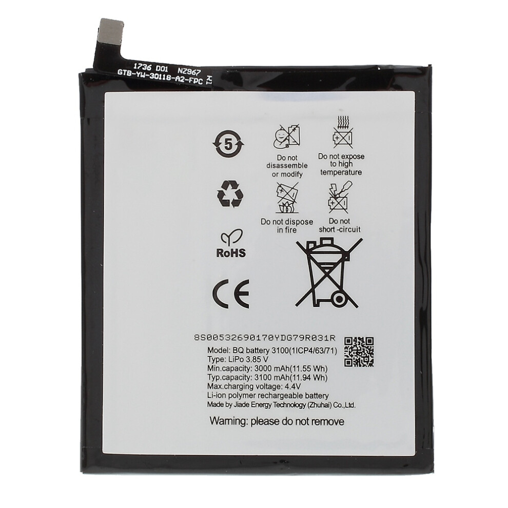 For Bq Aquaris V 3.85V 3000Mah Li-Ion Polymer Battery Replacement Part (Without Logo) 6914271815031