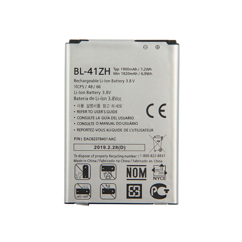 For Lg L50/Leon 3.8V 1900Mah Rechargeable Li-Ion Battery Assembly Part (Encode: Bl-41Zh) (Without Logo) 6914272724370