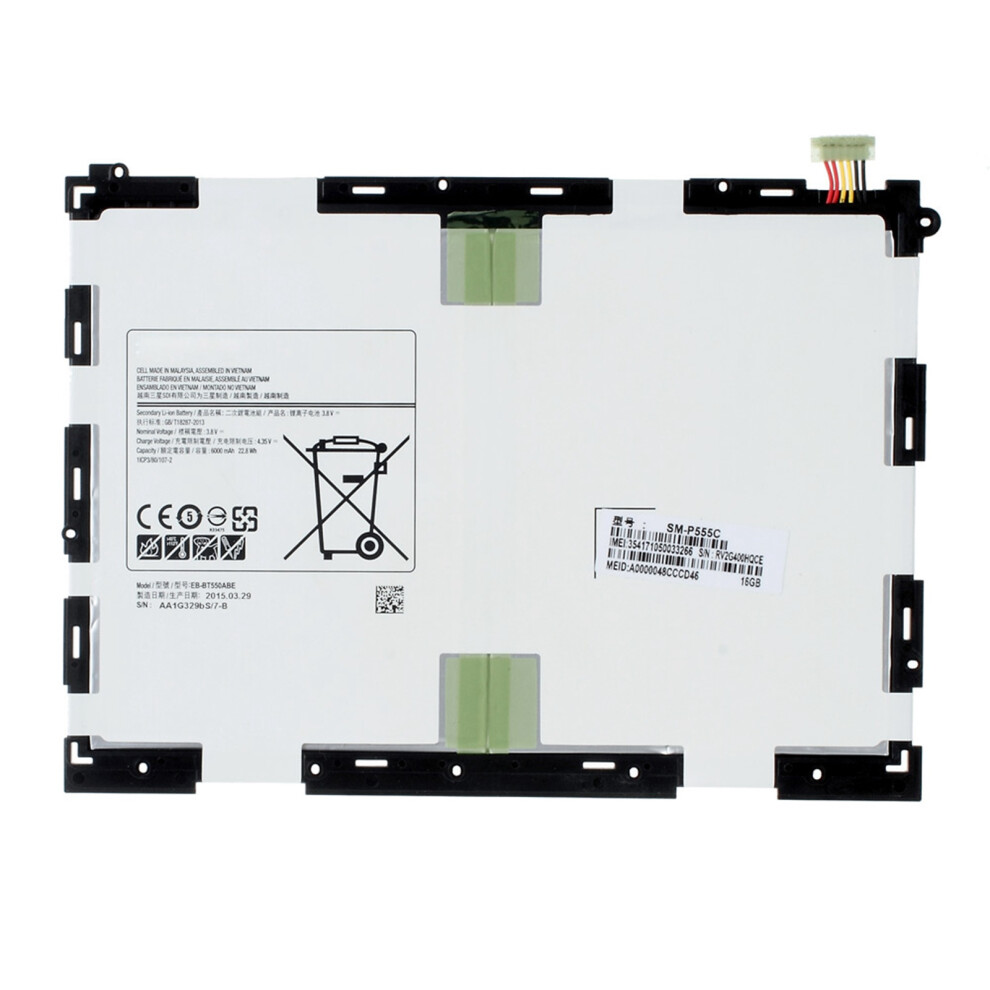 For Samsung Galaxy Tab A 9.7 Sm-T550/P550 3.80V 6000Mah Li-Ion Battery Part (Encode: Eb-Bt550abe) (Without Logo) 6914272407365