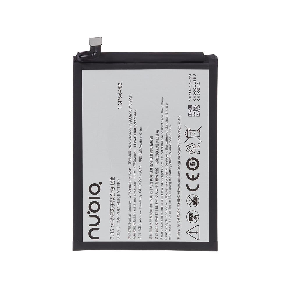 For Zte Nubia V18 3.85V 3980Mah Li-Ion Battery Assembly Part (Encode: Li3940t44p6h876442) (Without Logo) 6914279118592