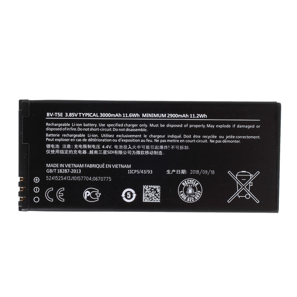 For Microsoft Lumia 950 3.85V 2900Mah Rechargeable Li-Ion Polymer Battery Replacement Part (Encode: Bv-T5e) (Without Logo) 6914270254411