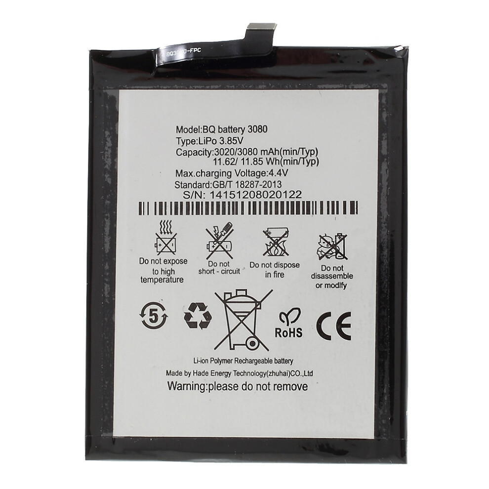 For Bq Aquaris U Plus 3.85V 3020Mah Rechargeable Li-Ion Polymer Battery Replacement Part (Without Logo) 6914273838434