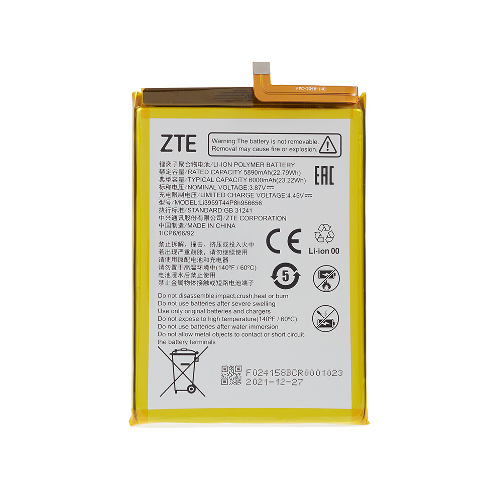 For Zte S30 Se/S30 Pro/S30 3.85V 5890Mah Rechargeable Li-Polymer Assembly Part (Encode: Li3959t44p8h956656) 6914272187465