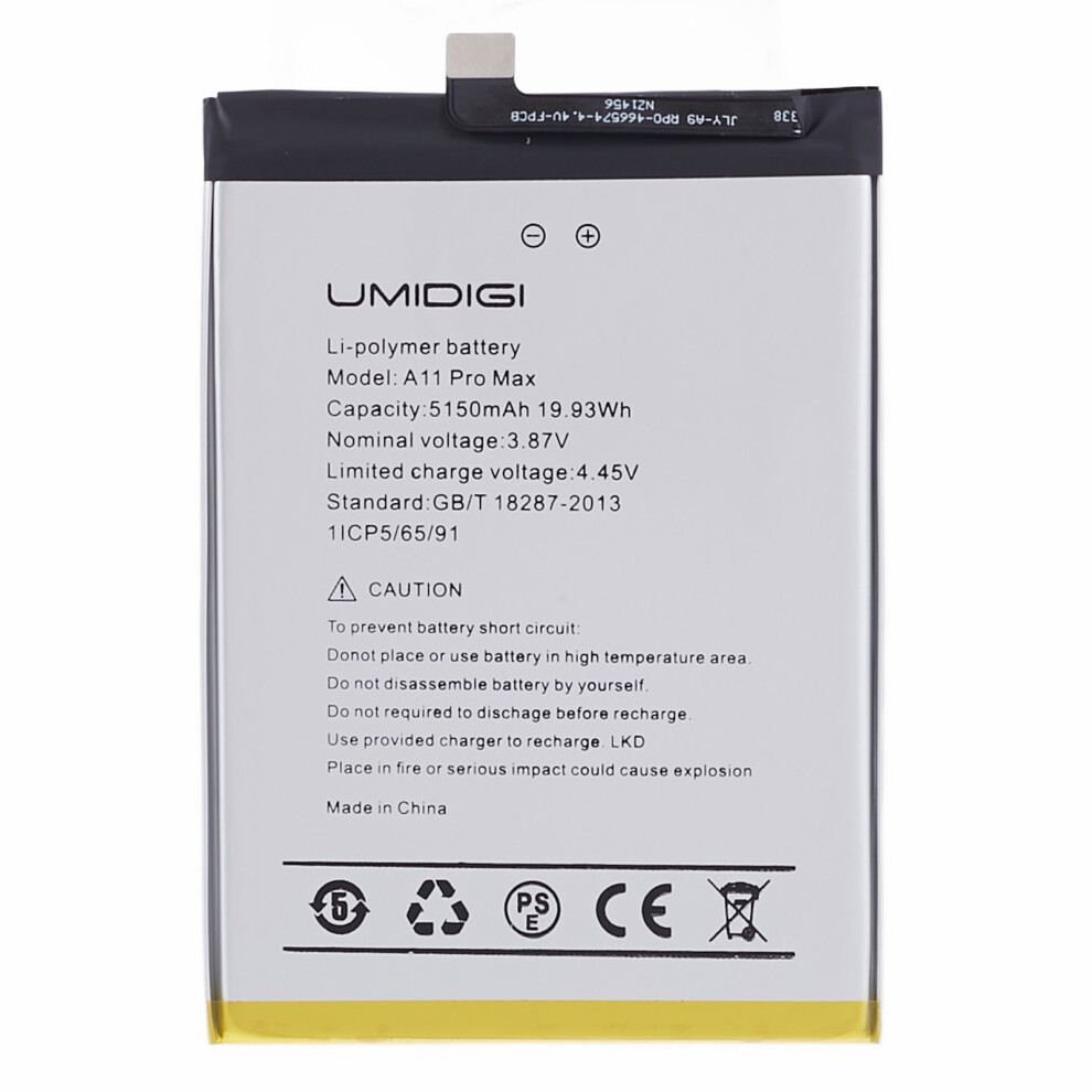 For Umidigi A11 Pro Max 3.87V 5150Mah Rechargeable Li-Polymer Battery Assembly Part 6914277149659