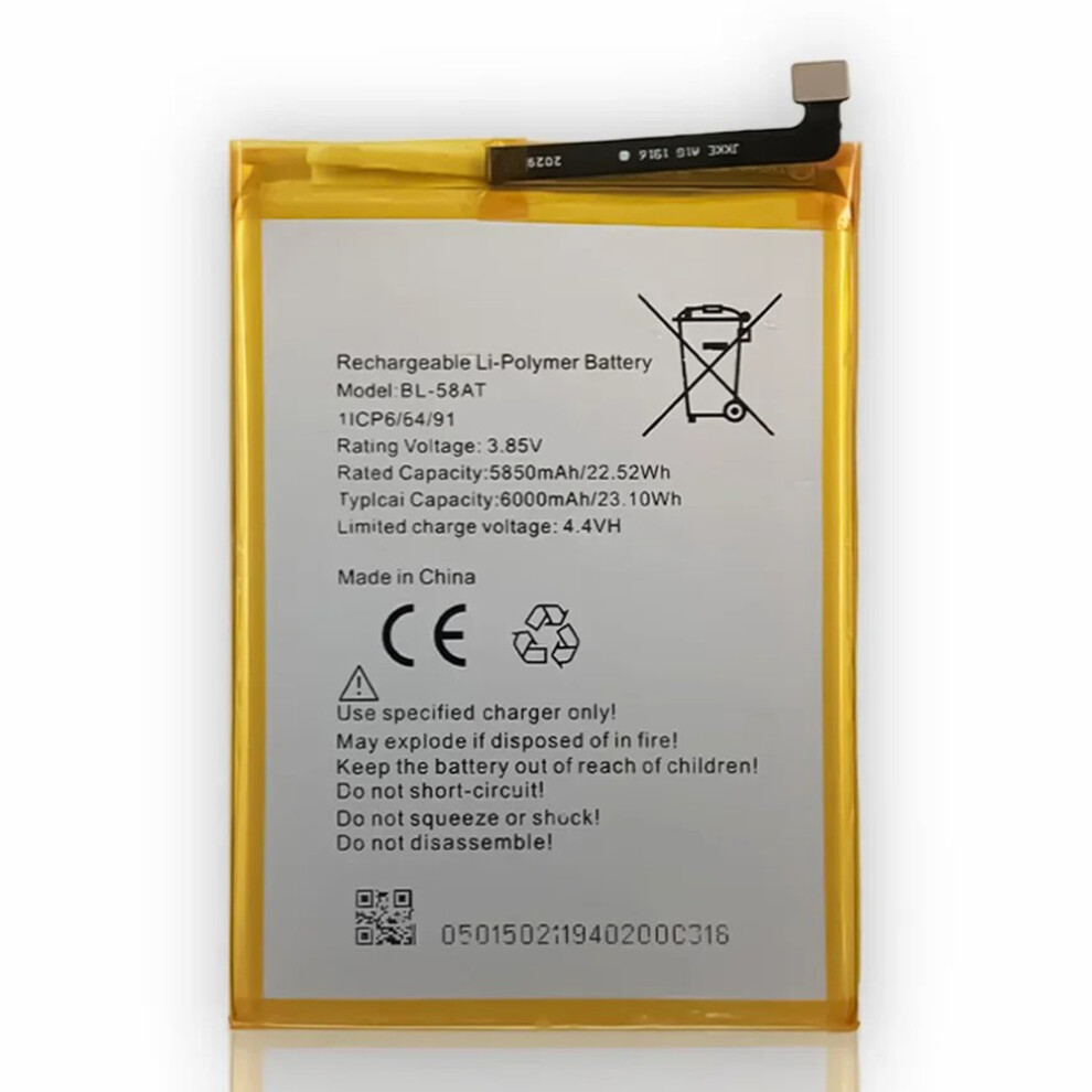 For Tecno Pouvoir 3 Plus 3.85V 5850Mah Li-Polymer Battery Assembly Part (Without Logo) (Encode: Bl-58At) 6914274410073