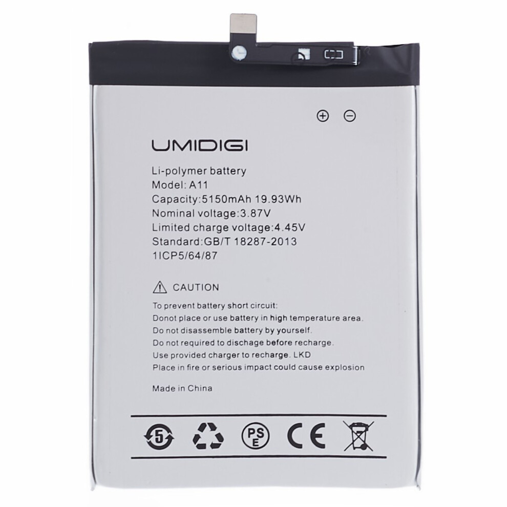 For Umidigi A11/A11s 3.87V 5150Mah Rechargeable Li-Polymer Battery Assembly Part 6914276556205