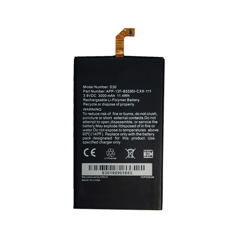 For Cat S30 3.85V 3000Mah Rechargeable Li-Polymer Battery Assembly Part (Without Logo) 6914272388459