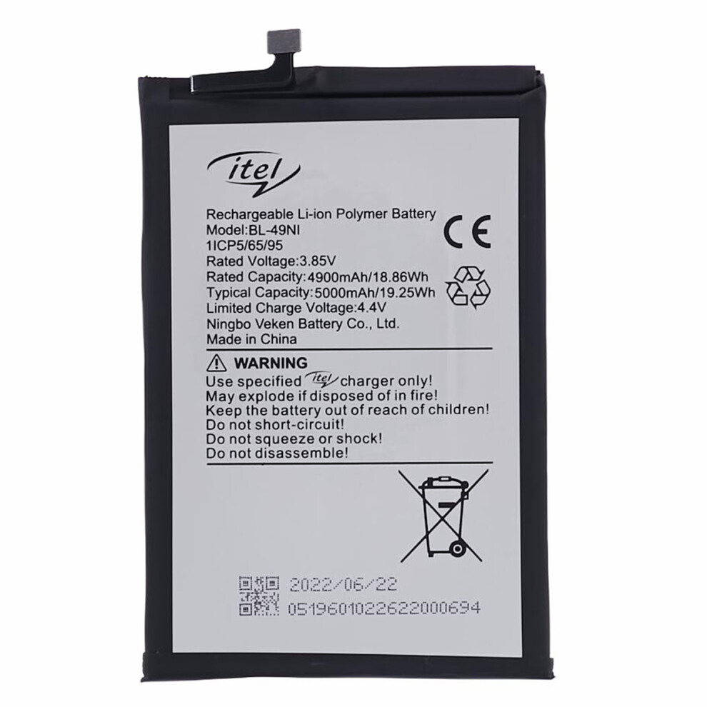 For Itel S23 3.85V 4900Mah Li-Ion Polymer Battery Assembly Part (Encode: Bl-49Ni) 6914275989943