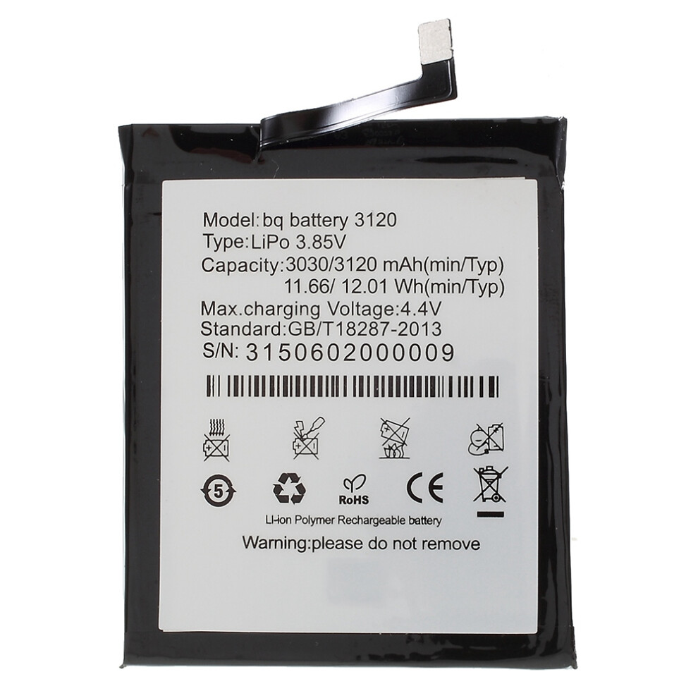 For Bq Aquaris M5 5.0-Inch 3.85V 3030Mah Li-Ion Polymer Battery Replacement Part (Without Logo) 6914278823022