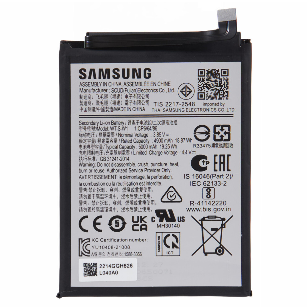 For Samsung Galaxy A14 5G 3.85V 4900Mah Li-Ion Polymer Battery Assembly Part (Encode: Wt-S-W1) 6914272026597