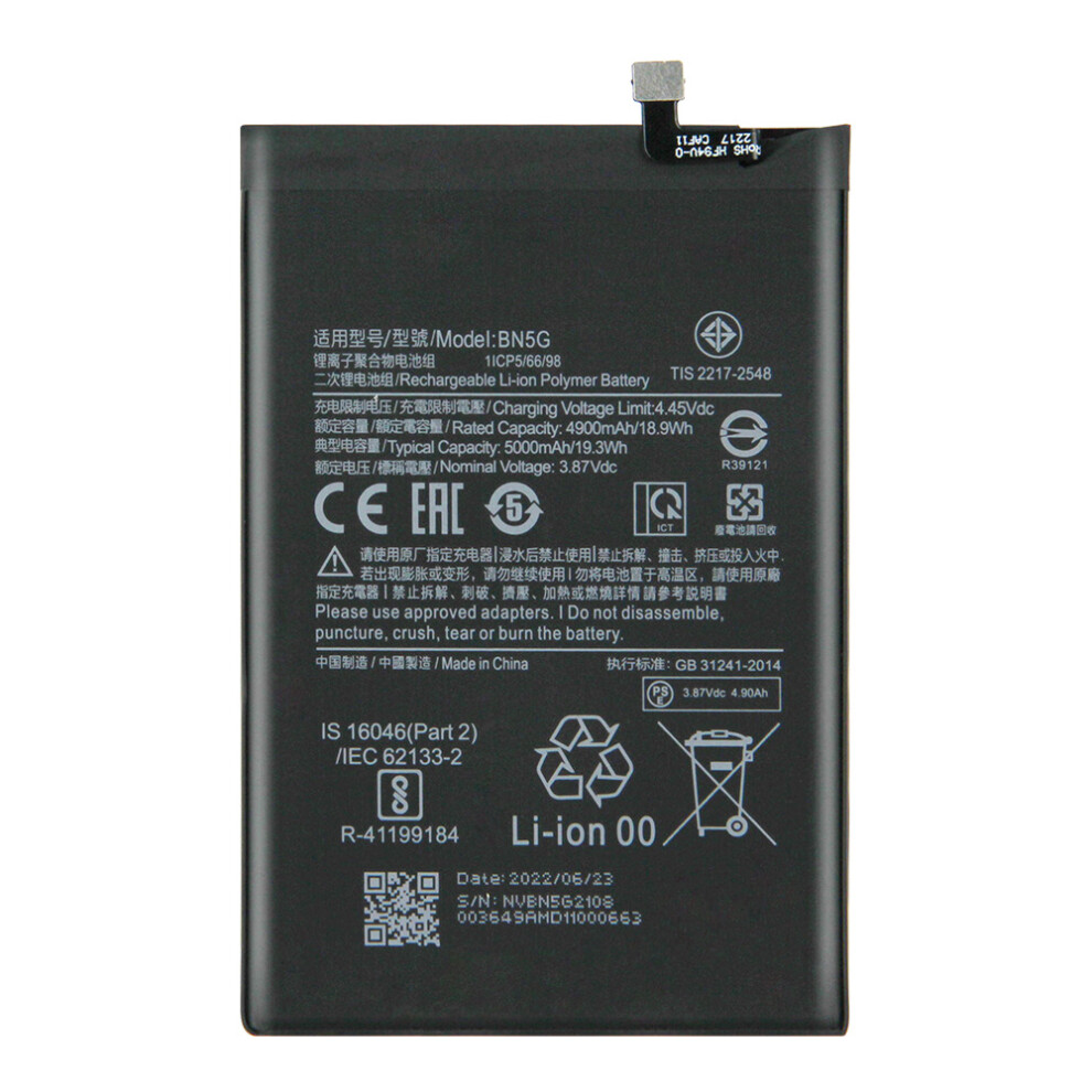 3.87V 4900Mah Li-Ion Polymer Battery Assembly Part For Xiaomi Redmi 10A/10C 4G,Encode: Bn5g (Without Logo) 6914277268008