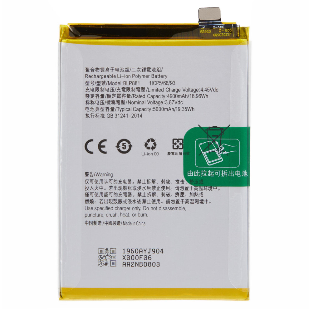 For Oppo K9s 3.87V 4900Mah Li-Ion Polymer Battery Assembly Part (Encode: Blp881) (Without Logo) 6914271433839
