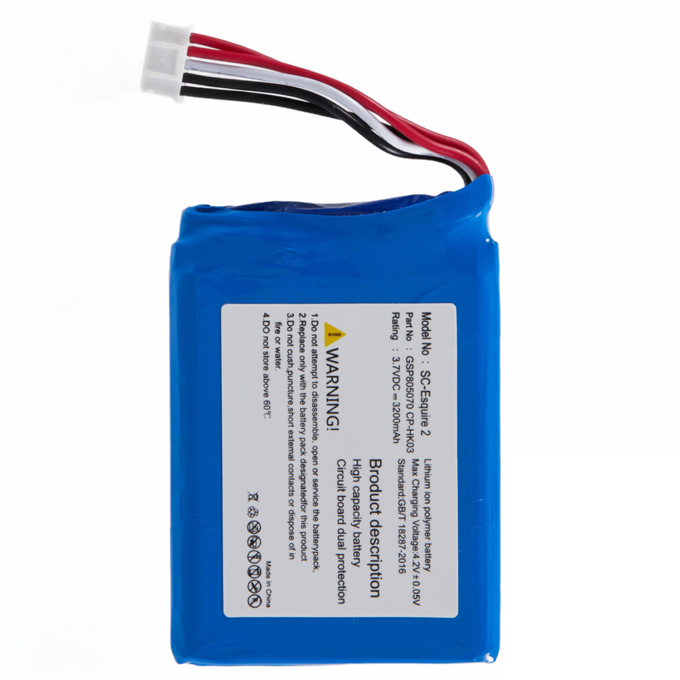 For Harman Kardon Sc-Esquire 2 Li-Ion Polymer Battery Assembly Part 3.7V 3200Mah (Encode: Cp-Hk03) (Without Logo) 6914277994396