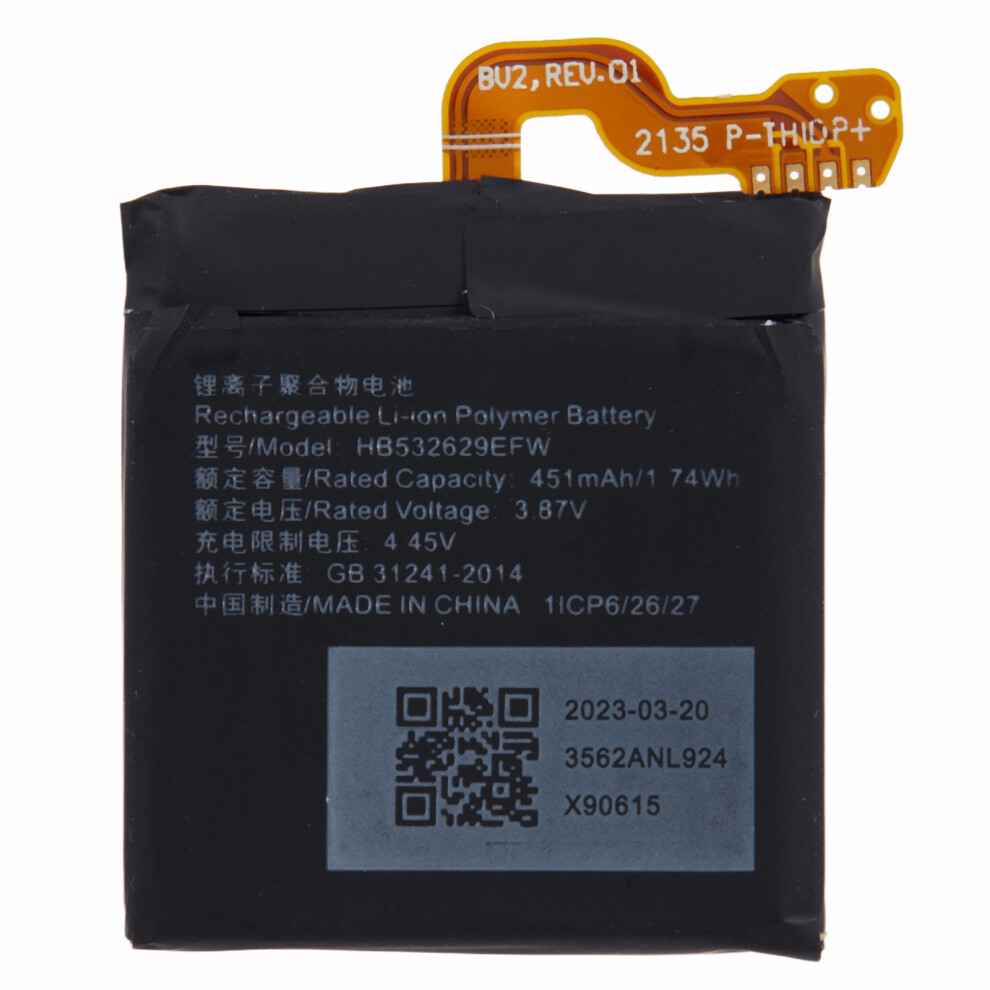 For Huawei Watch D Gt Runner 3.87V 451Mah Rechargeable Li-Polymer Battery Assembly Part (Encode: Hb532629efw) (Without Logo) 6914275100133