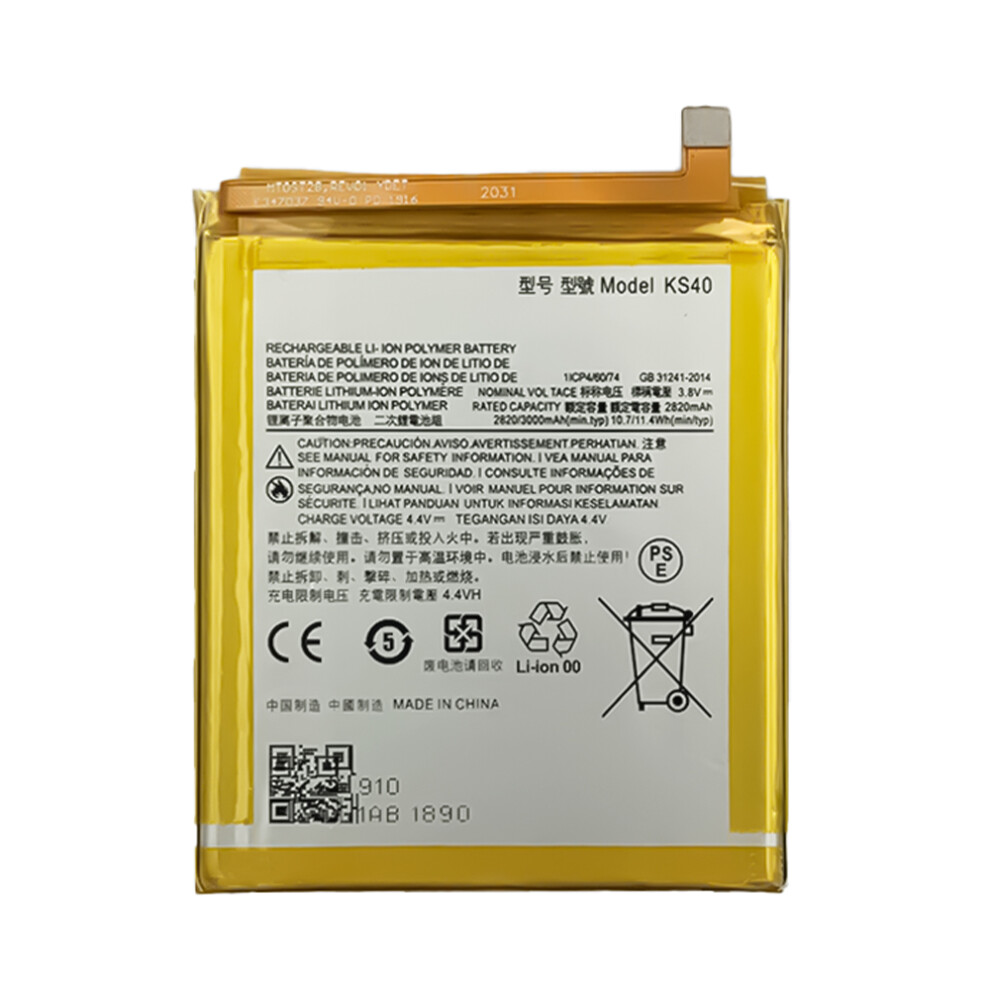 For Motorola Moto E6 Play 3.8V 2820Mah Rechargeable Li-Ion Polymer Battery Assembly Part (Encode: Ks40) (Without Logo) 6914275498681