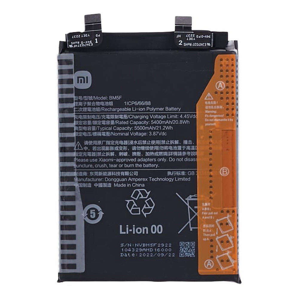 For Xiaomi Redmi K50 3.87V 5400Mah Li-Ion Polymer Battery Assembly Part (Encode: Bm5f) 6914276657308