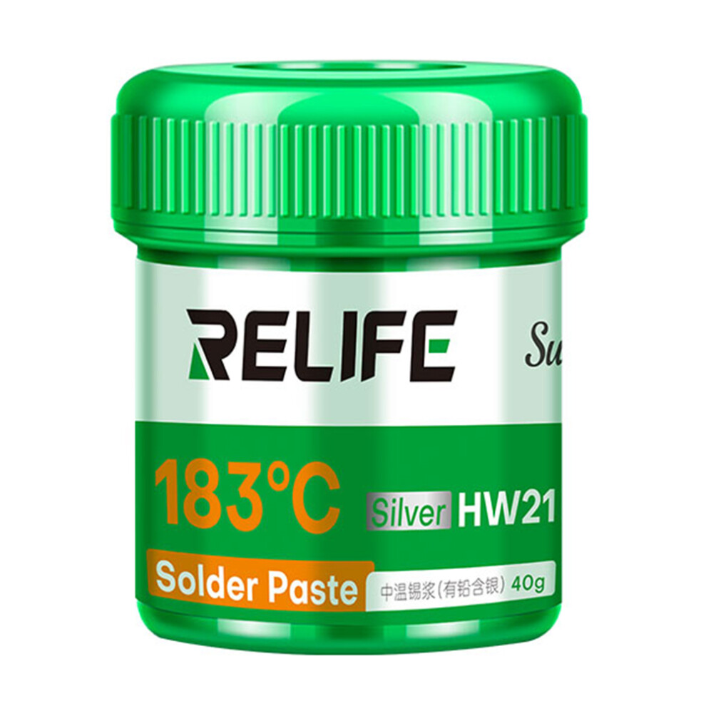 Relife Hw21 Medium Temperature Solder Paste 40G/183-Degree Melting Point For Electronics Soldering (Containing Leaded Silver) 6914273727738
