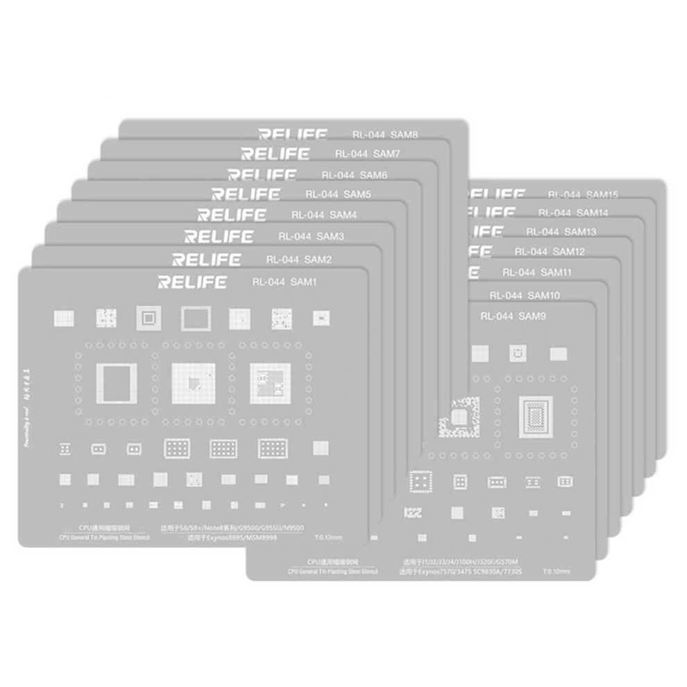 Relife Rl-044 Sam Series Steel Stencil Kit 15Pcs For Samsung Phone Cpu 6914277096427