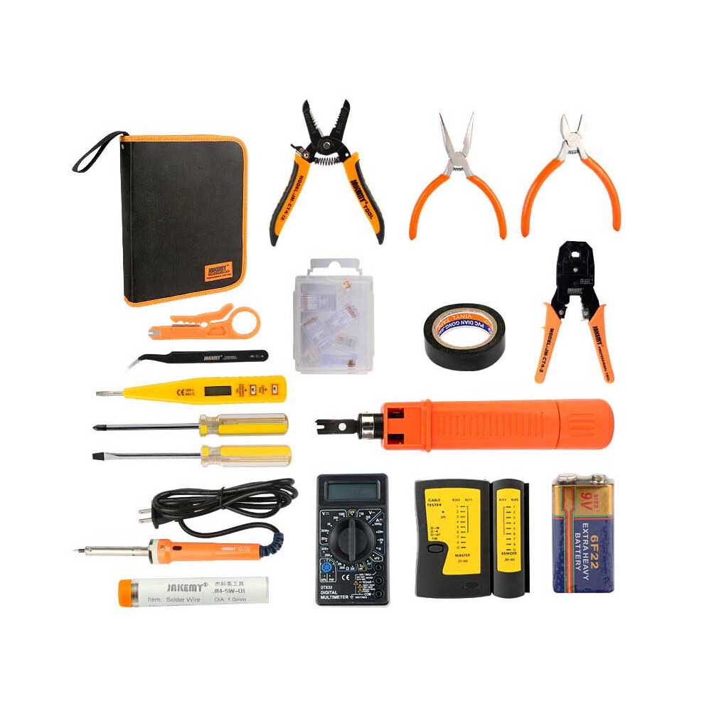 Jakemy Jm-P15 17-In-1 Network Repair Tool Kit Electroprobe Electric Soldering Iron Wire Crimping Pliers Set 6914270661585