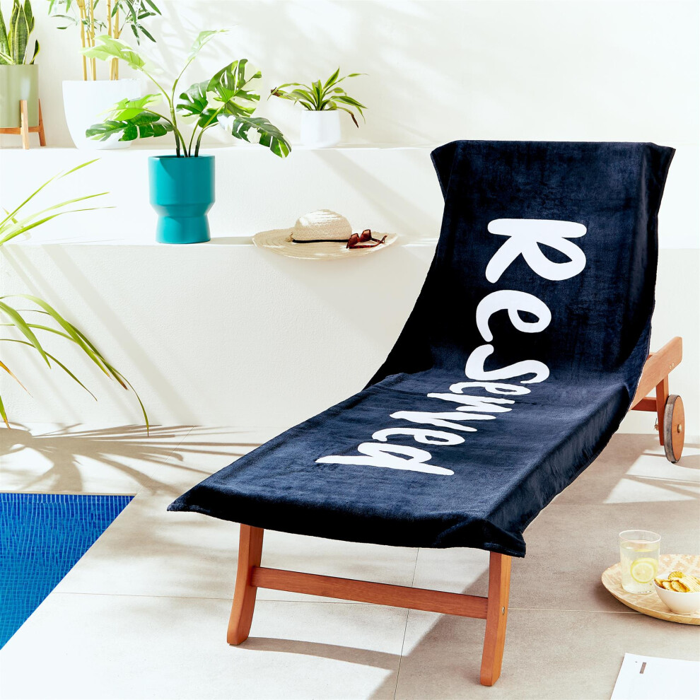 Catherine Lansfield Reserved Beach Sun Lounger Towel in Black - Image 8