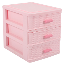 Schmuckaufbewahrungsbox mit 3 Fächern und Kunststoffschublade, Rosa