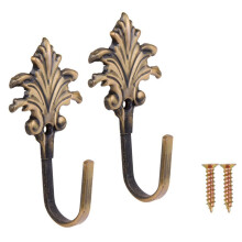2 ganchos para sujetar cortinas con borlas de hojas de arce vintage, ganchos para puerta y pared, color bronce