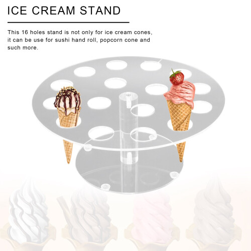 Supporto per cono gelato/sushi in acrilico trasparente da 16 pezzi 2
