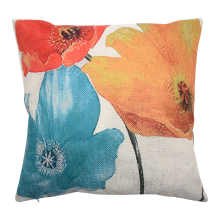 Federa per cuscino decorativa quadrata in lino, incantevole, bellissimo motivo tricolore rosso giallo blu, regalo per anniversario, 45x45 cm