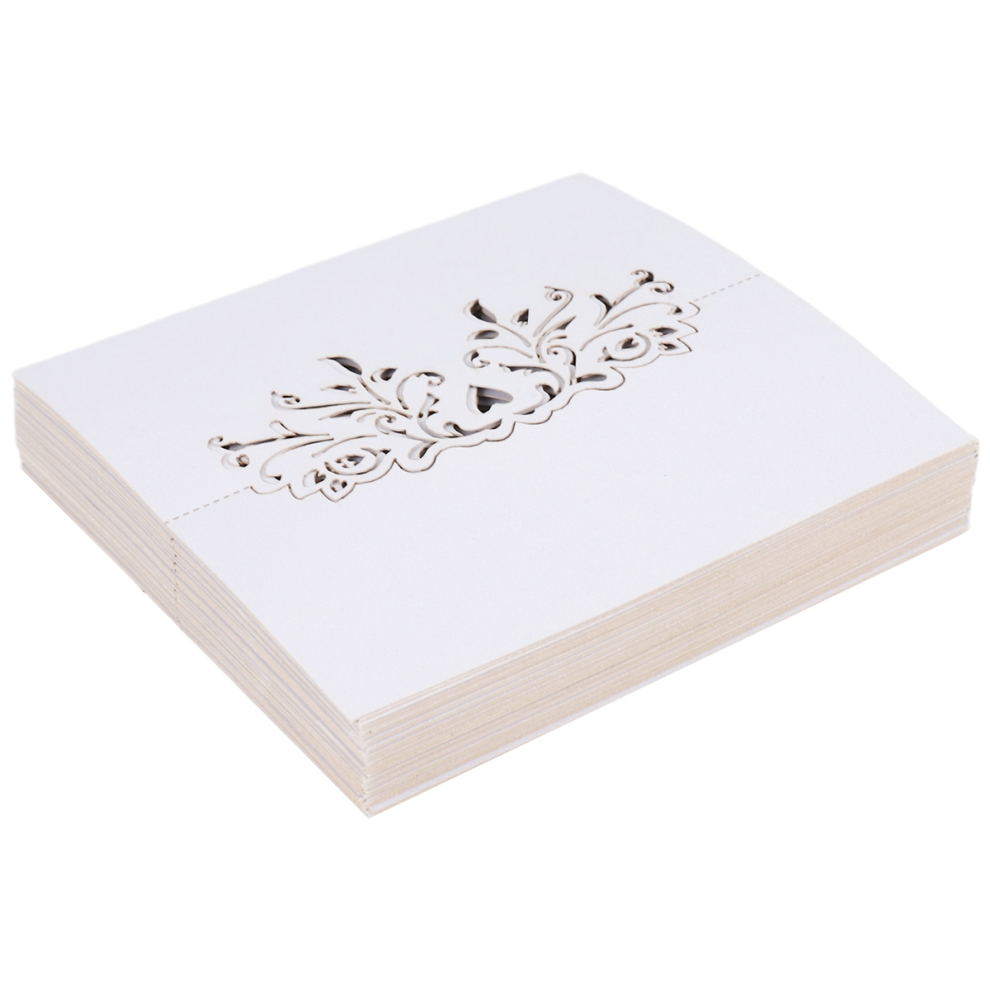 60Pcs Lace Wedding Table Name Place Cards Personalised Reception Decoration With Pattern Cardstock For Favors,Party White Exogio