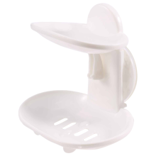 Double Soap Dish Strong Suction Holder Cup Tray for Shower Bathroom (White)
