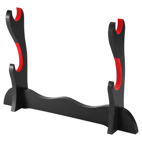 Support pour épée Katana Samurai à 2 niveaux, support noir, support de présentation en coton rouge