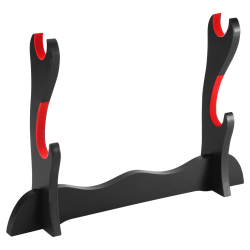 Support pour épée Katana Samurai à 2 niveaux, support noir, support de présentation en coton rouge 2
