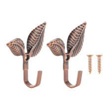 2 alzapaños para cortina con forma de hoja de hierro, ganchos de pared para decoración del hogar, color bronce rojo