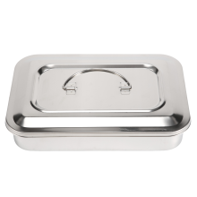Contenitore in acciaio inossidabile, organizer, vassoio per strumenti, con coperchio, per riporre utensili e lattine, 9 pollici, senza foro