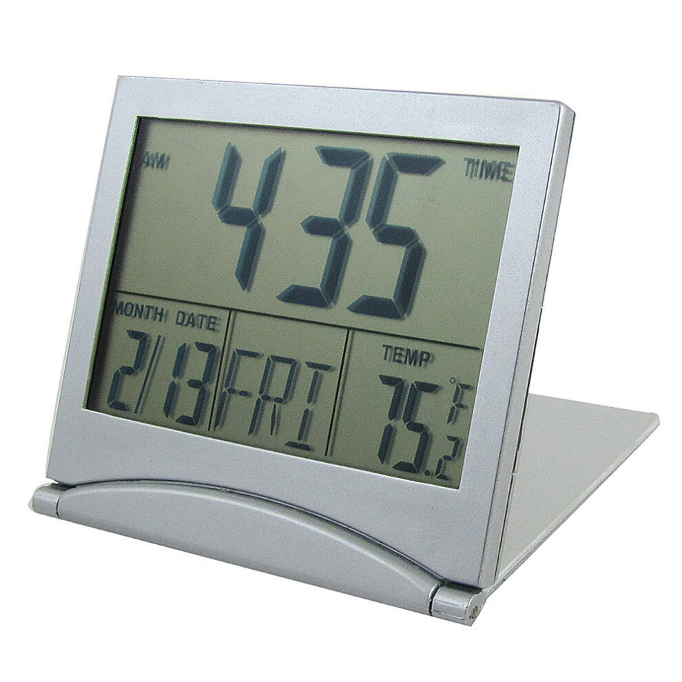 (R) Foldable Battery Supply Desktop Calendar Temperature Digital Alarm Clock Exogio